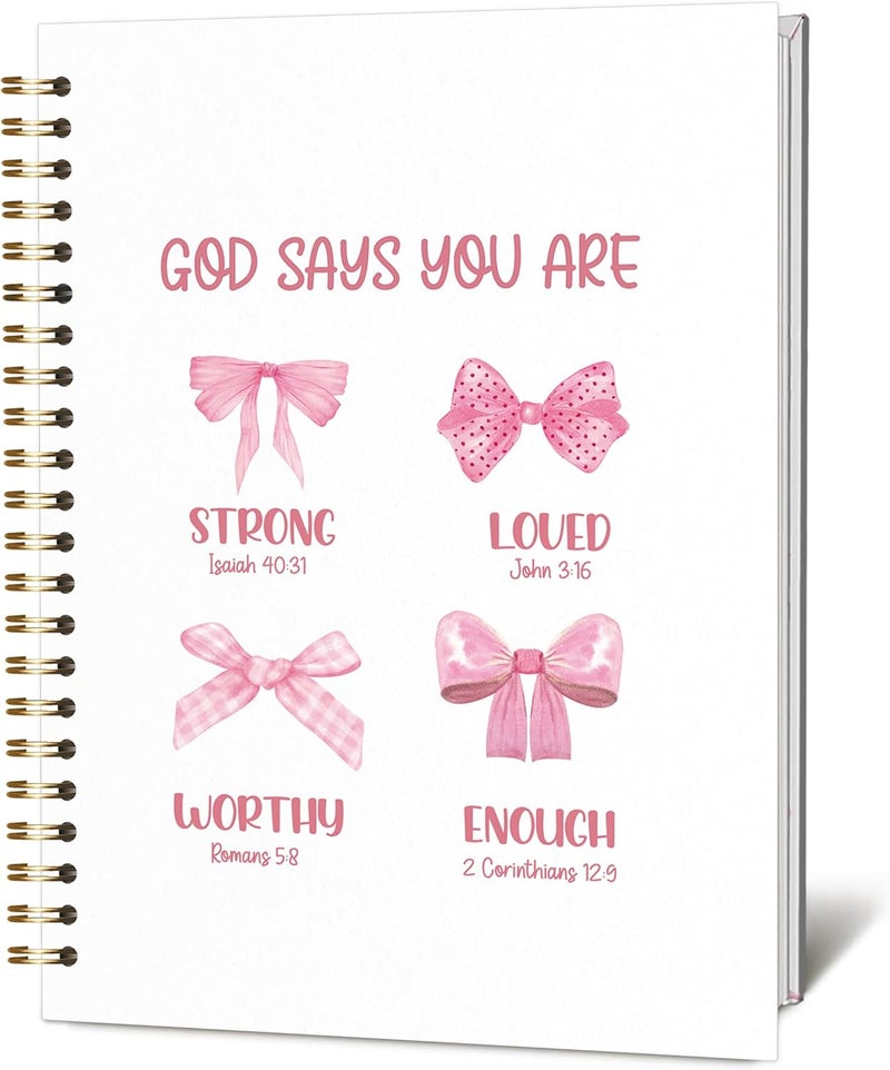 KIDEAR Christian Journal for Women, Prayer Notebook for Bible Study Notes,Cute Pink Bow Faith Journal,Coquette Preppy Christian Gifts for Teen Girls,Church Note Bible Study Supplies - A05 - Image 1